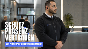 YuTu Security-Personal mit Funk-Ohrhörer im Foyer eines Bürogebäudes in Wien