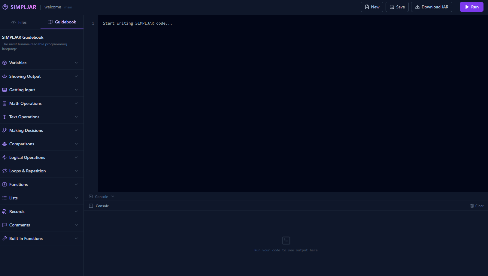 SIMPLE JAVA IDE template preview