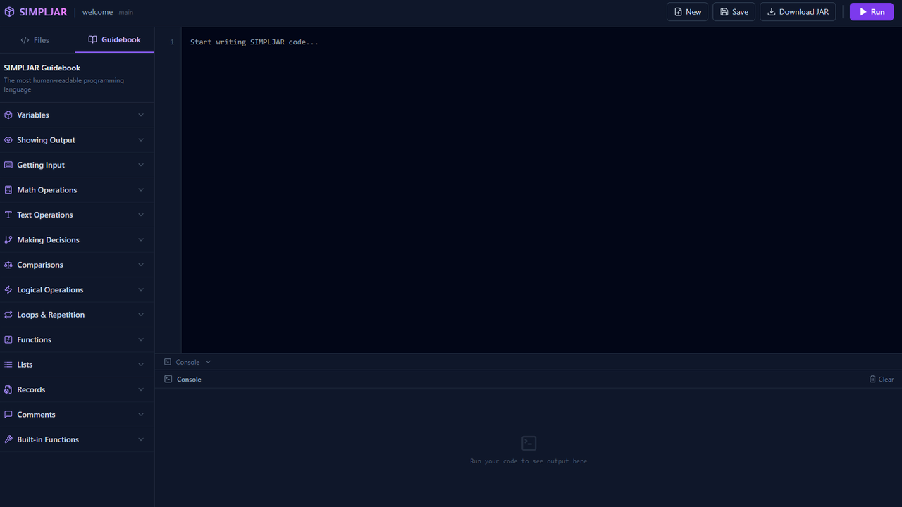 SIMPLE JAVA IDE template preview