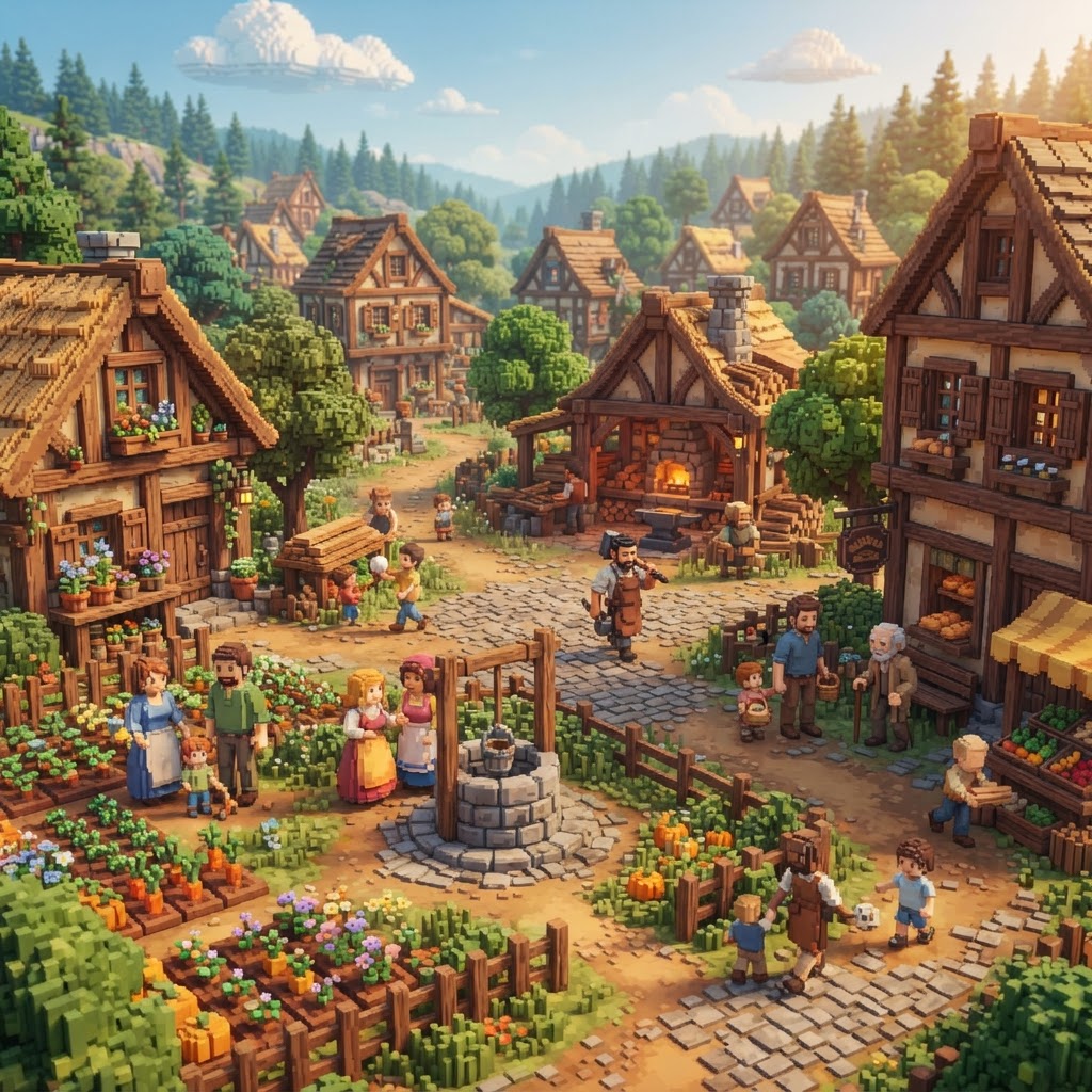 Blockborough Citizens building and living in their settlement