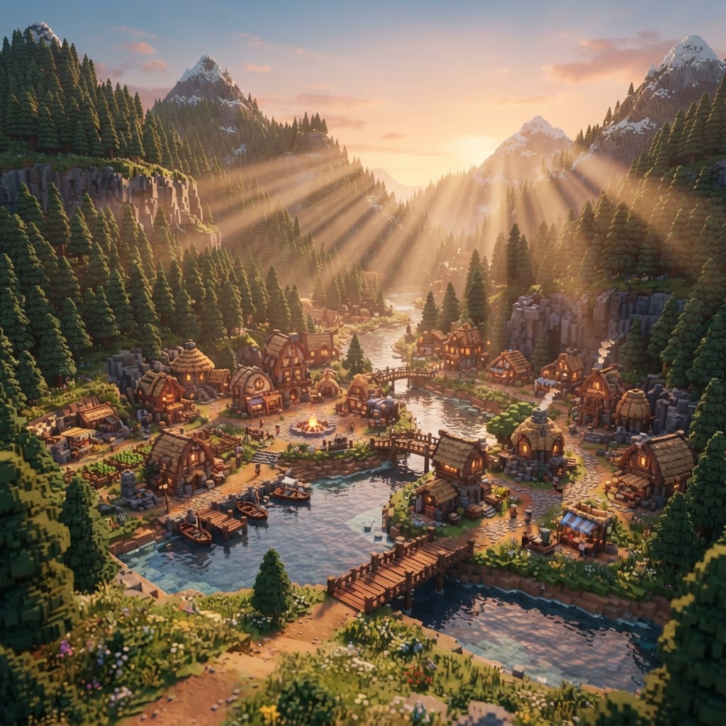 Blockborough concept city with citizens, roads and active construction