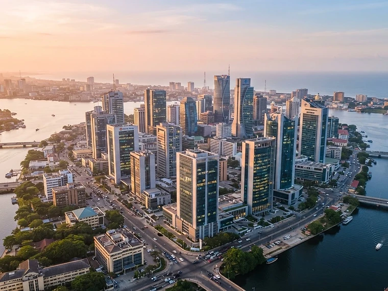 Lagos business district at sunrise
