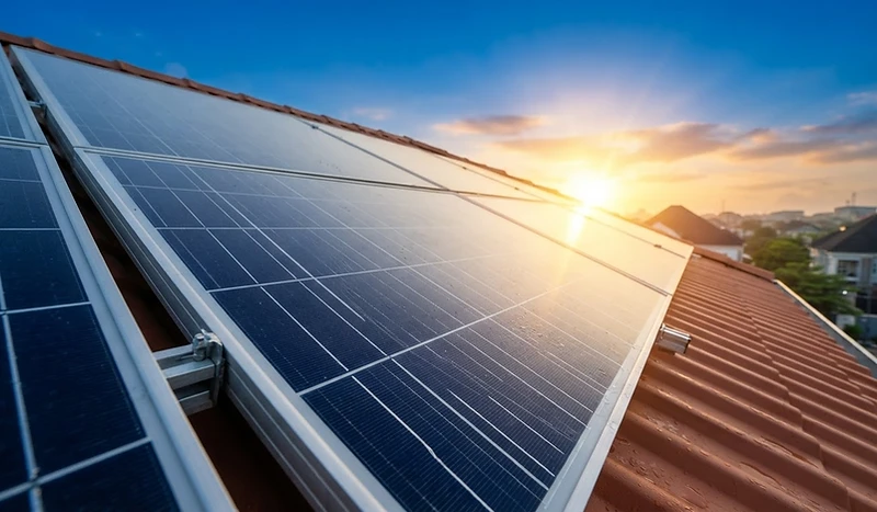 Prim Gateway solar panels installed on a Nigerian home with a hybrid inverter and lithium LFP battery