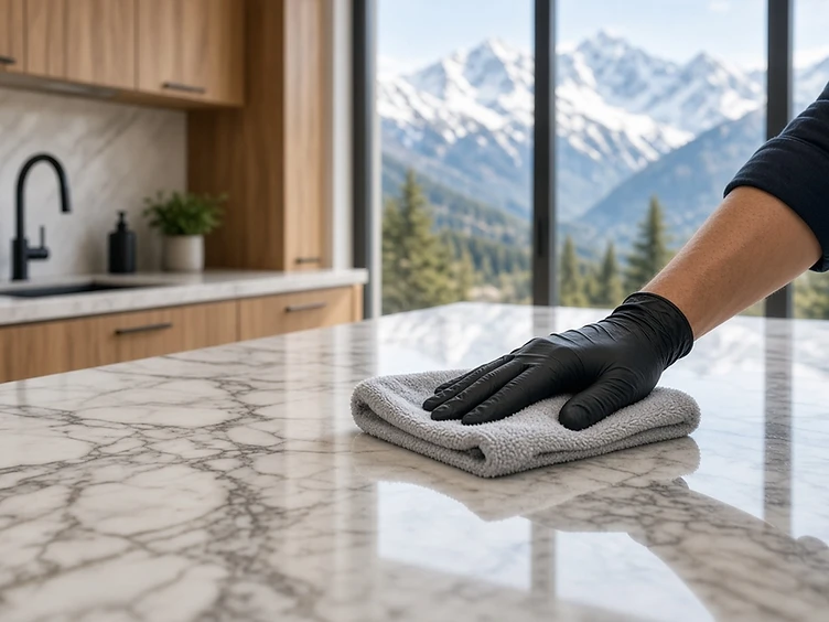 Whistler ProClean cleaner detailing a kitchen surface in a mountain home