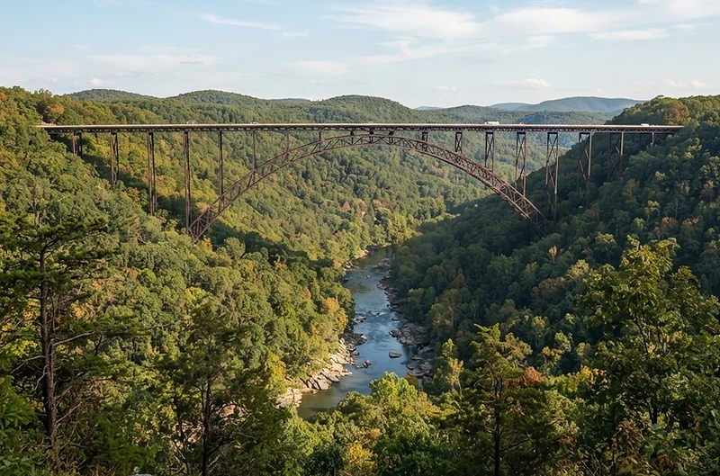 New River Gorge Bridge and Appalachian mountains guiding insurance choices in West Virginia