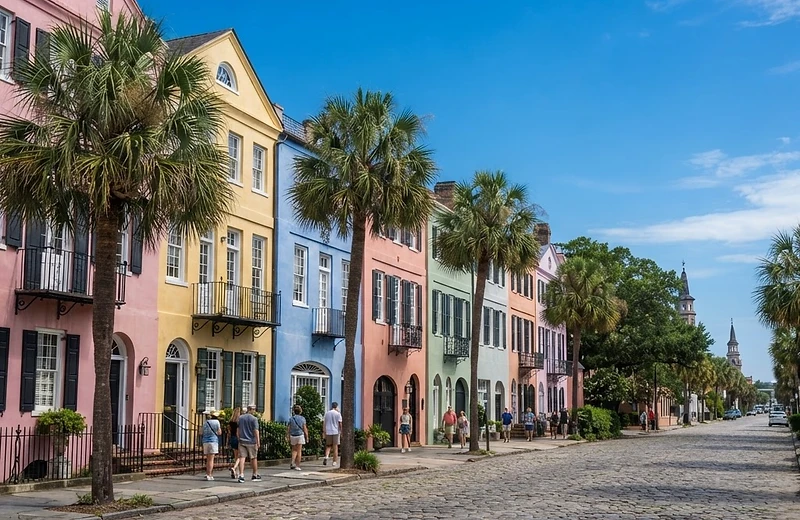 Charleston historic district and Rainbow Row for insurance planning in South Carolina