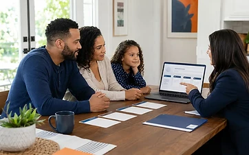 Family comparing ACA Marketplace coverage choices with an independent insurance advisor