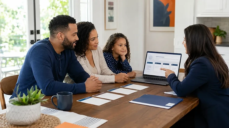 Family comparing ACA Marketplace coverage choices with an independent insurance advisor