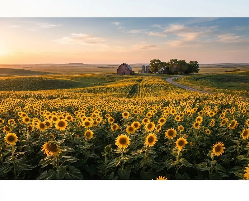 Kansas sunflower field and open prairie landmark for insurance guidance