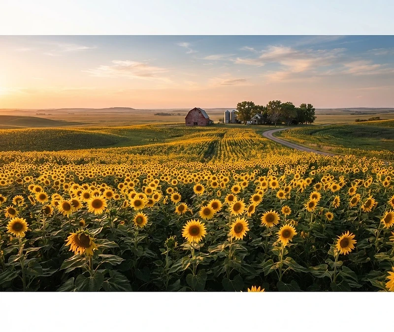 Kansas sunflower field and open prairie landmark for insurance guidance
