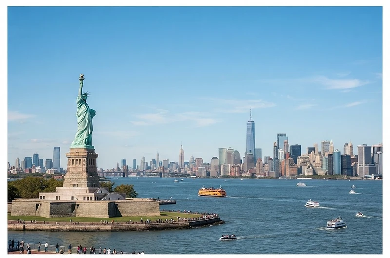 Statue of Liberty and the Manhattan skyline representing insurance services in New York