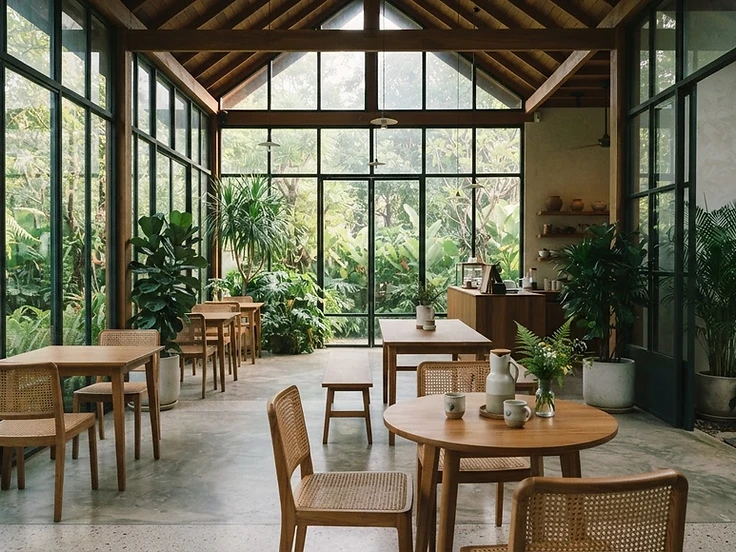 Coffee in a Glasshouse by the Garden