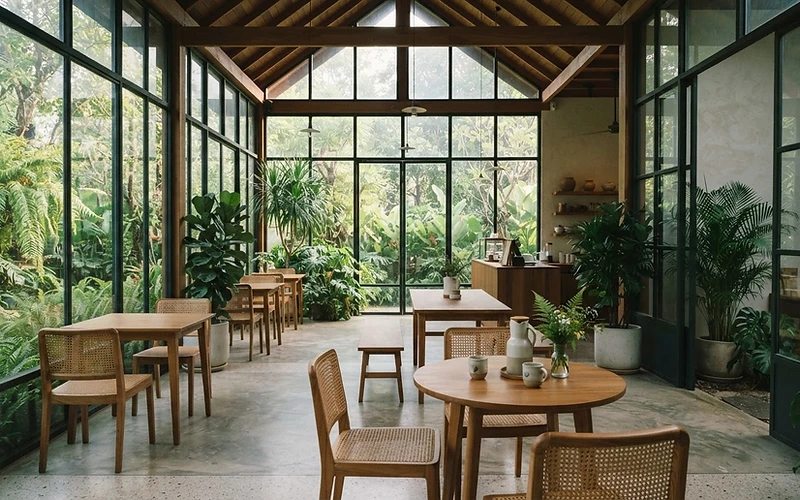 Coffee in a Glasshouse by the Garden
