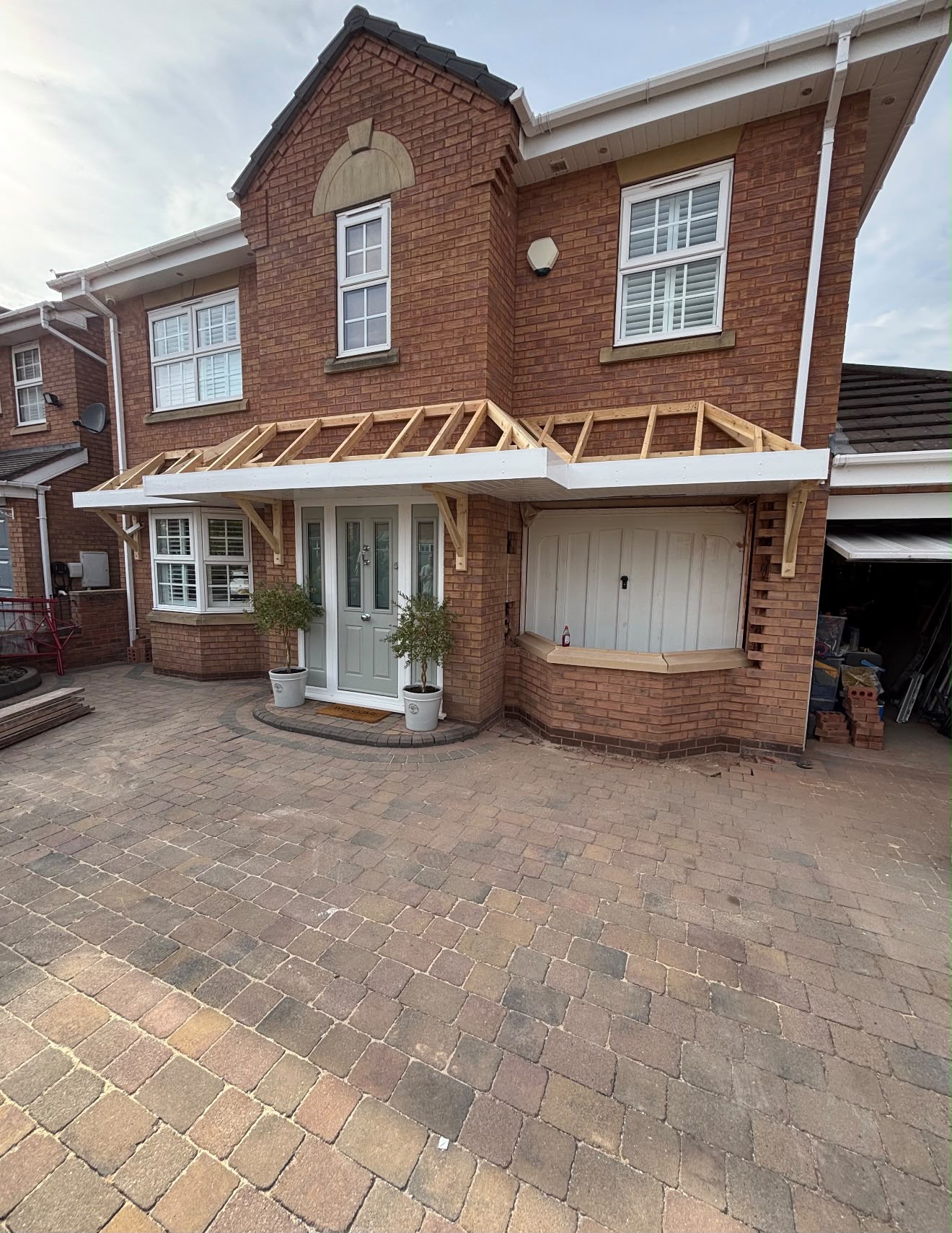 Residential property with new timber porch frame and renovation work