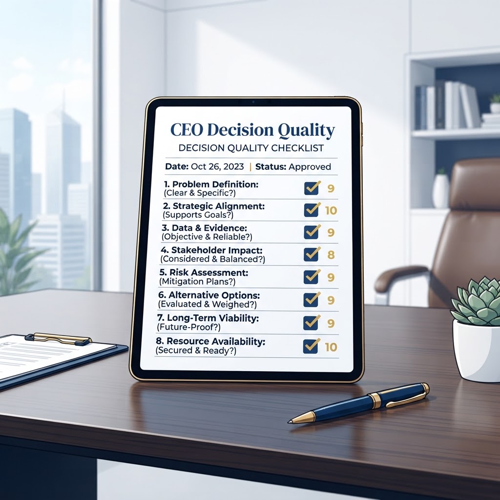 CEO Decision Quality Checklist — כלי להערכת איכות החלטות