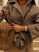 Women's Plaid Autumn Jacket — model shot