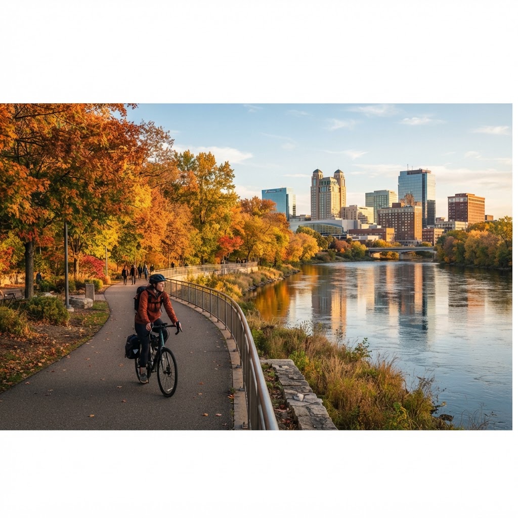 Grand Rapids cycling along the Grand River