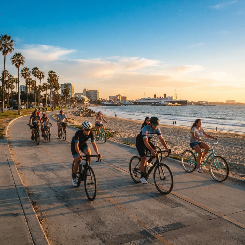 Long Beach coastal cycling