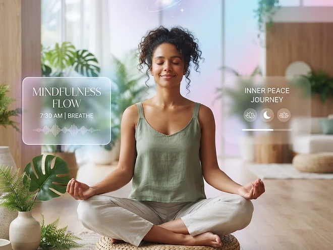 Momento de meditação e bem-estar