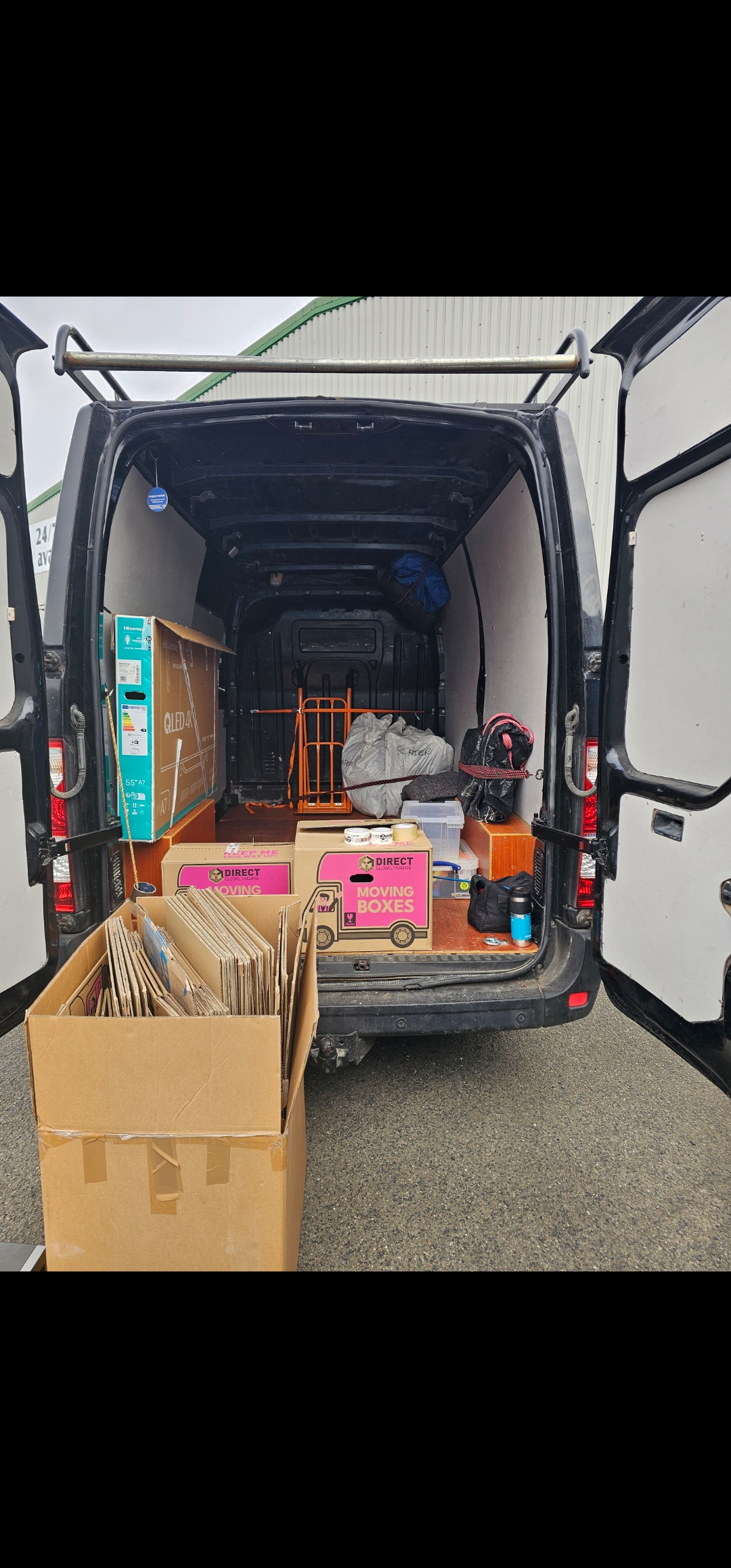 Van loaded with boxes ready for a national move