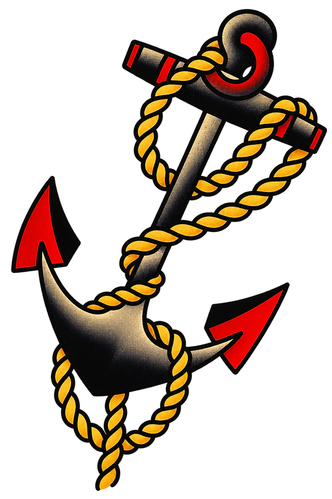 Tattoo-style rope-wrapped anchor