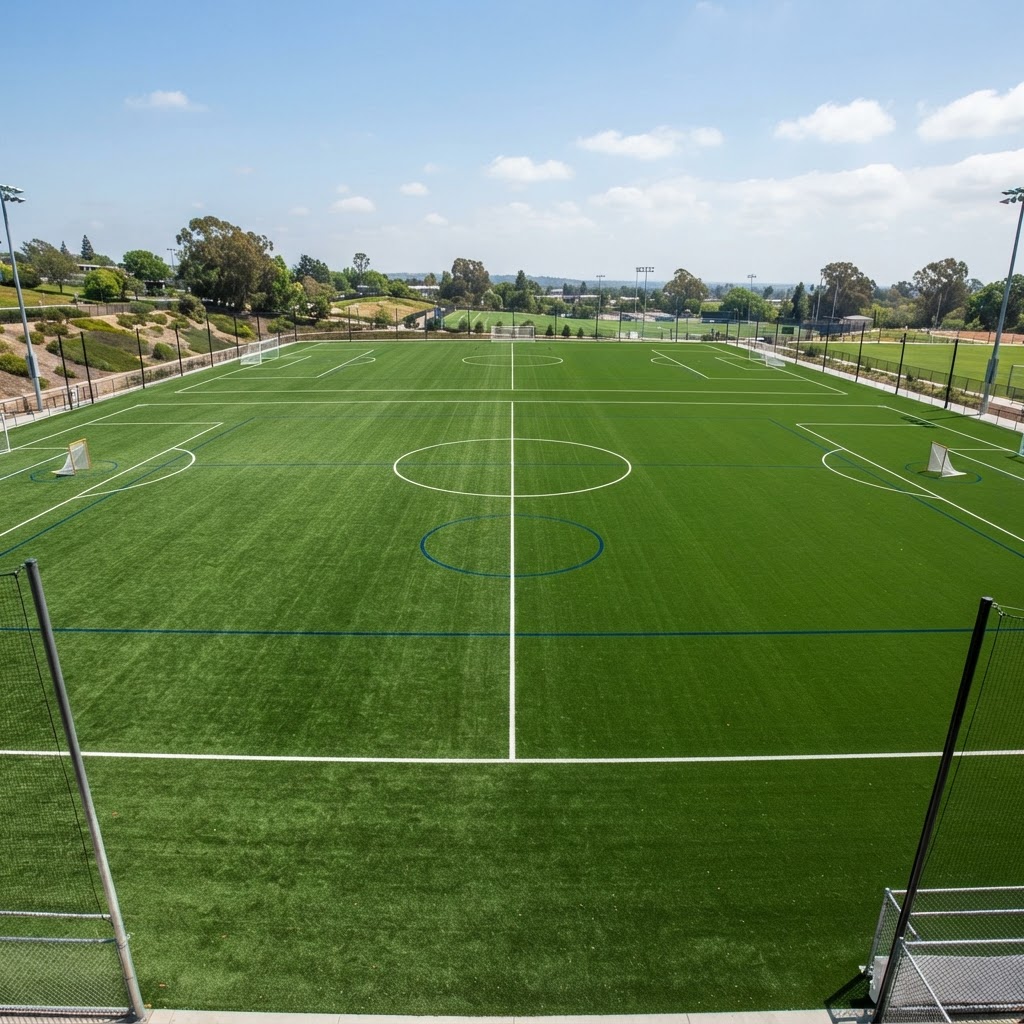 Recreational synthetic turf field surface