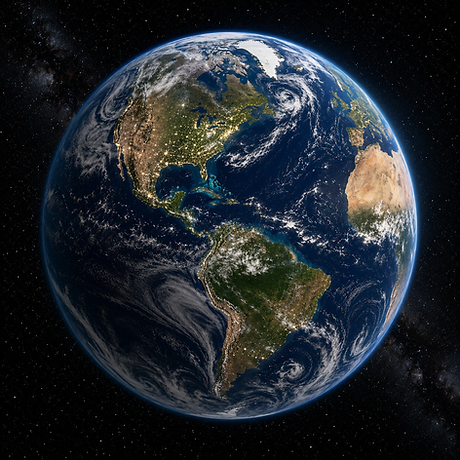 Earth at night with labeled destinations from Minnesota
