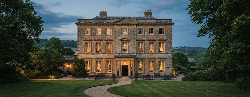 The Georgian facade of Dovecliff Hall, a Grade II listed manor house in Staffordshire