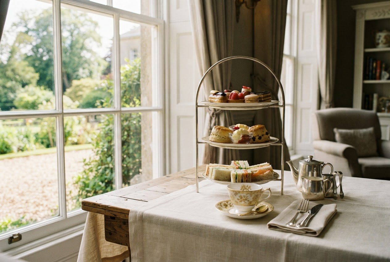 Afternoon tea at Dovecliff Hall, Staffordshire