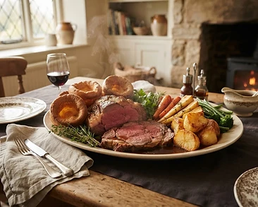 Sunday roast served at Dovecliff Hall near Burton-on-Trent