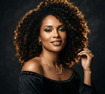Defined curly hair