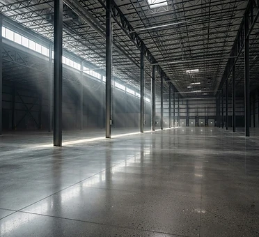 Piso de concreto polido em galpão industrial
