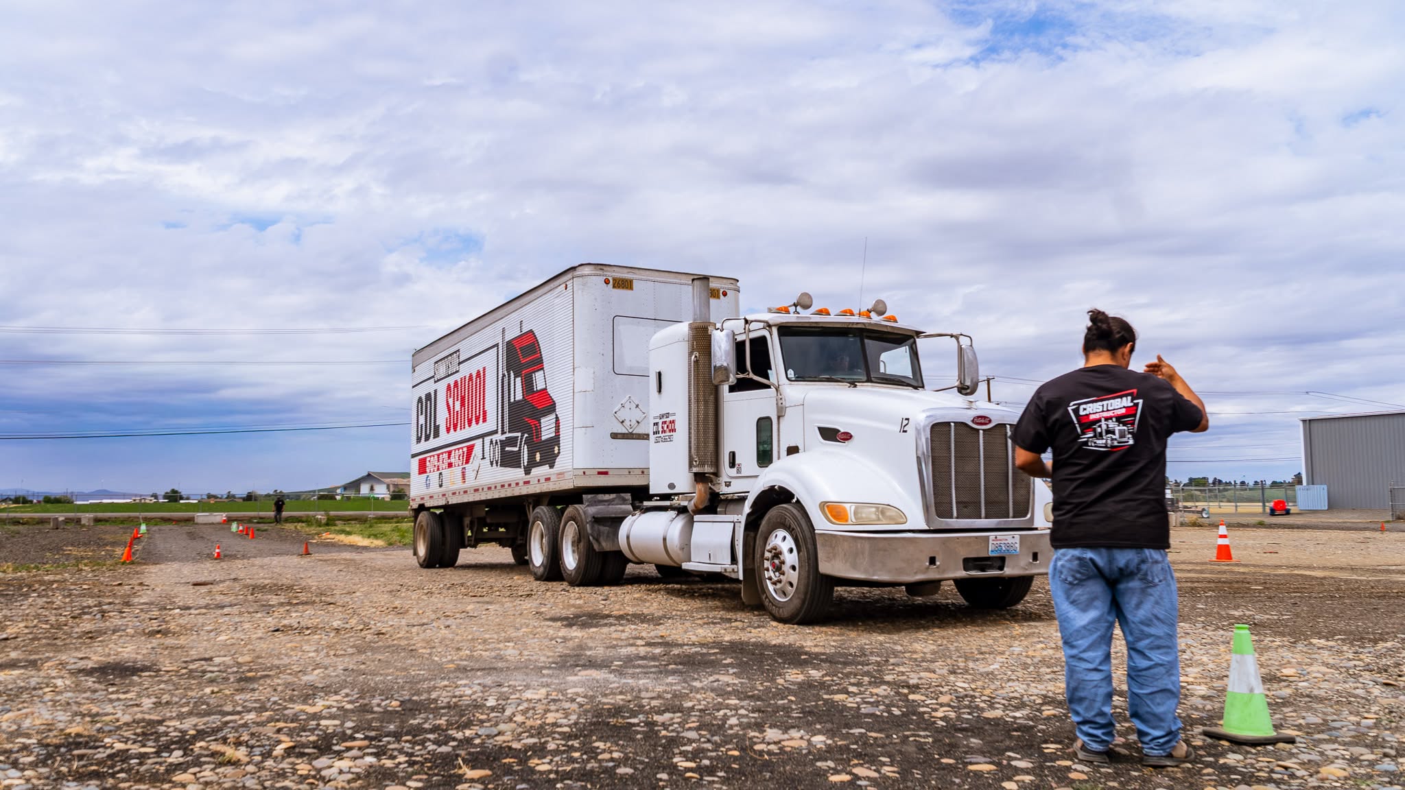 Sunnyside CDL School instructor with truck 12 on the range