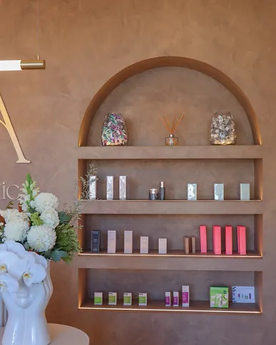Cosmetic clinic display shelving with concealed LED lighting