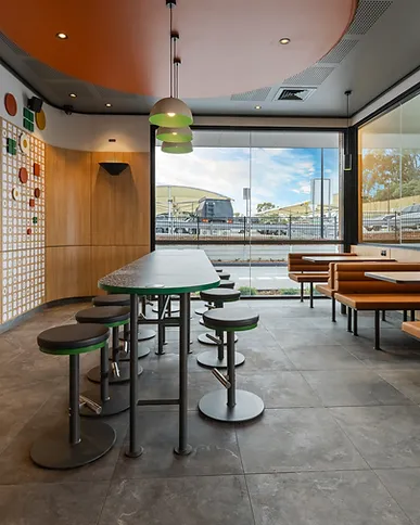 Commercial dining fitout with feature lighting