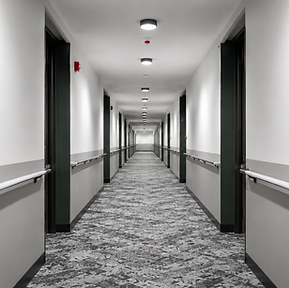Finished commercial hallway interior after janitorial service