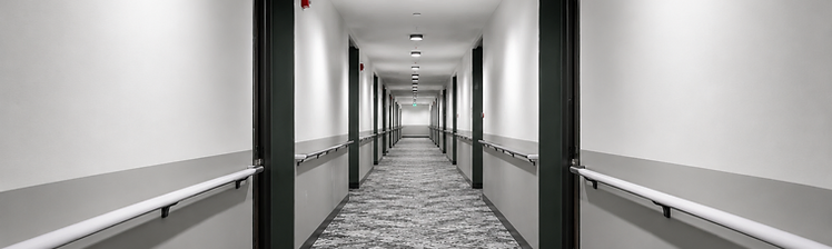 Clean commercial hallway after janitorial service
