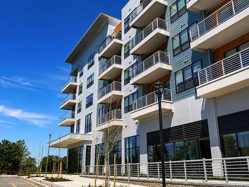 Modern multifamily apartment building exterior