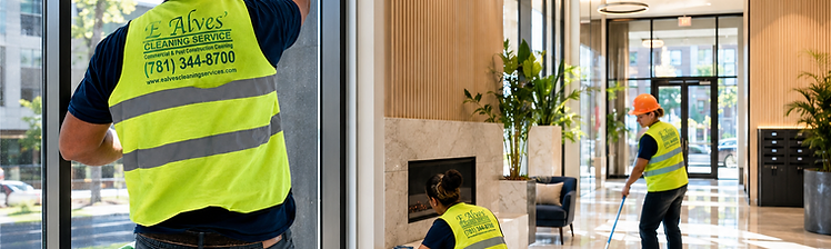 E. Alves crew cleaning a new apartment lobby