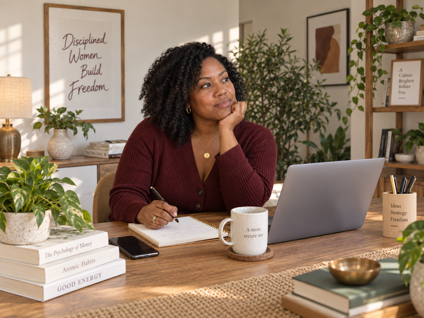 A Black woman in a calm, considered moment