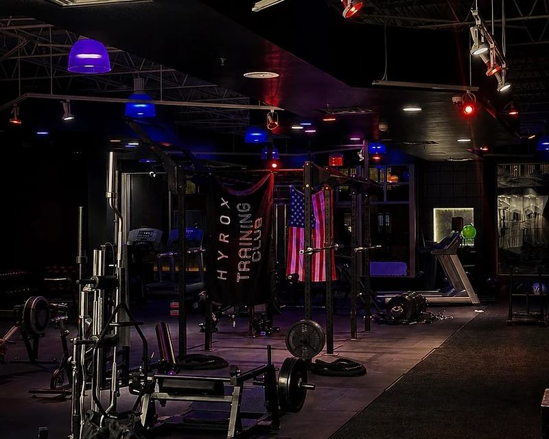 Brutalist gym interior