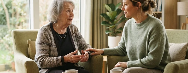 Pflegeberatungsgespräch in einem hellen Raum