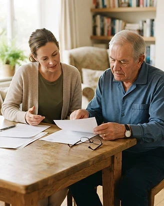 Pflegekraft von NordaCare im Gespräch mit einer Patientin