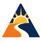 The AYCD emblem: a sunrise and a winding path inside a triangle