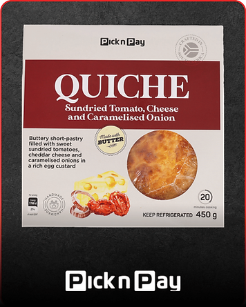 Sundried Tomato, Cheese & Caramelised Onion Quiche