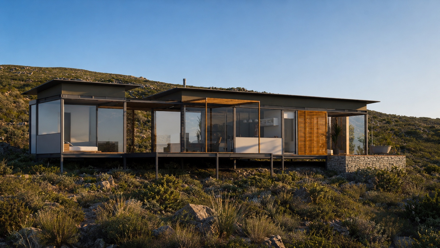 Klipspringer Cabin at dusk