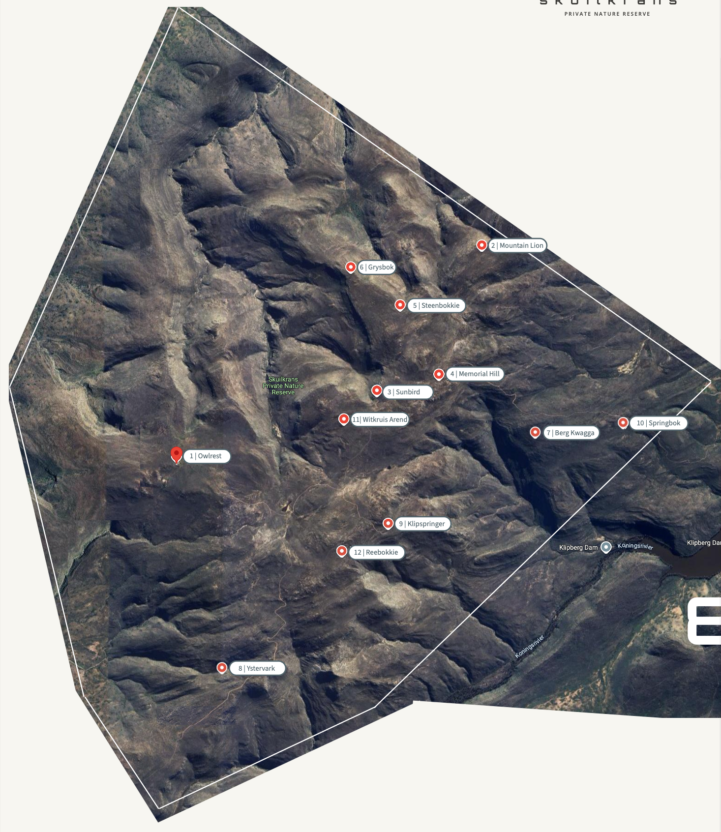 Skuilkrans Private Nature Reserve — site plan