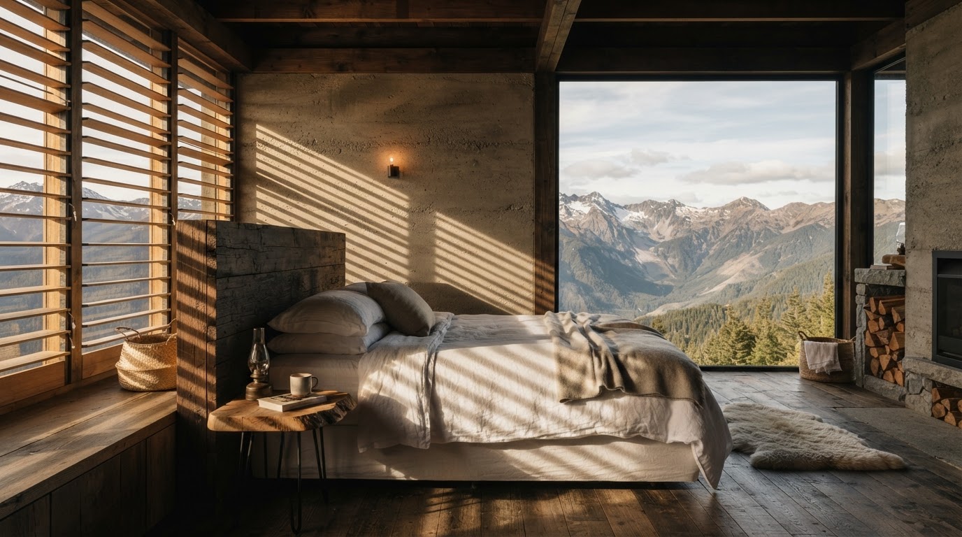 Bedroom with mountain views