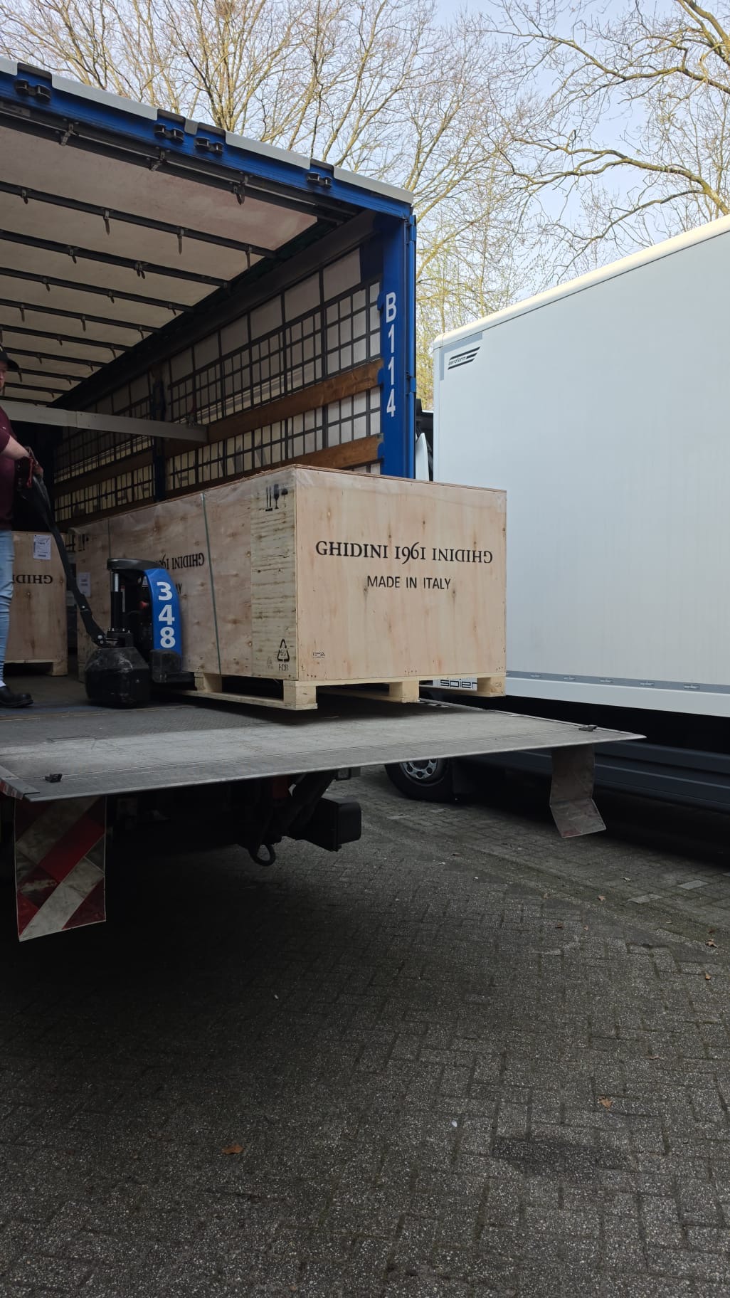 High end Italian furniture by GHIDINI 1961 carefully loaded for safe white glove delivery.