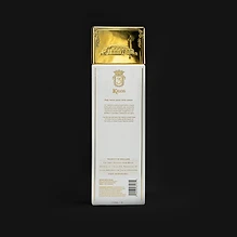 3 Kilos Coco Gold — die Rückseite der Kokosnuss-Vodka-Flasche.